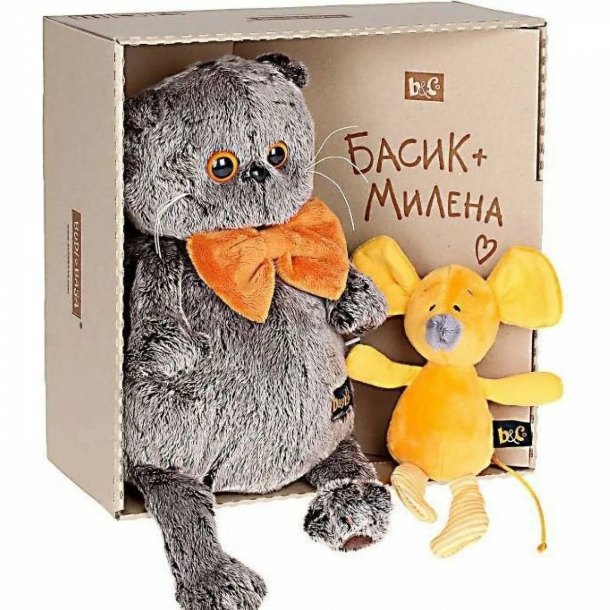 Кот Басик 30 см. Игрушка Басик с мышкой Миленой 30 см. Игрушка котик Басик 30 см.