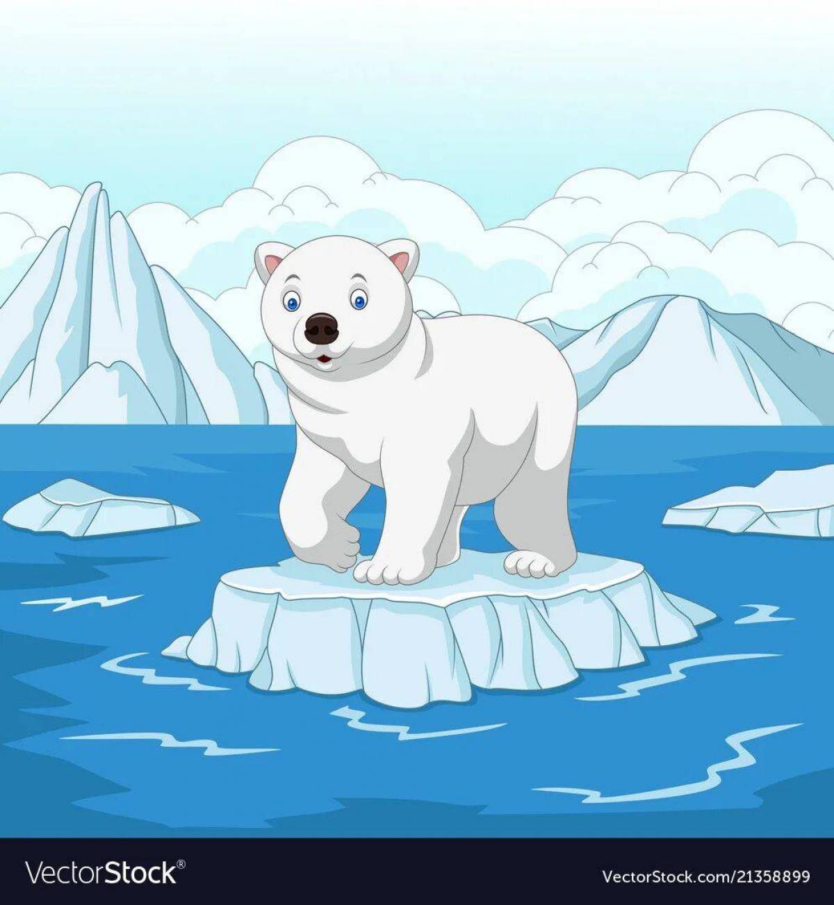 Белый медведь для детей на льдине #1