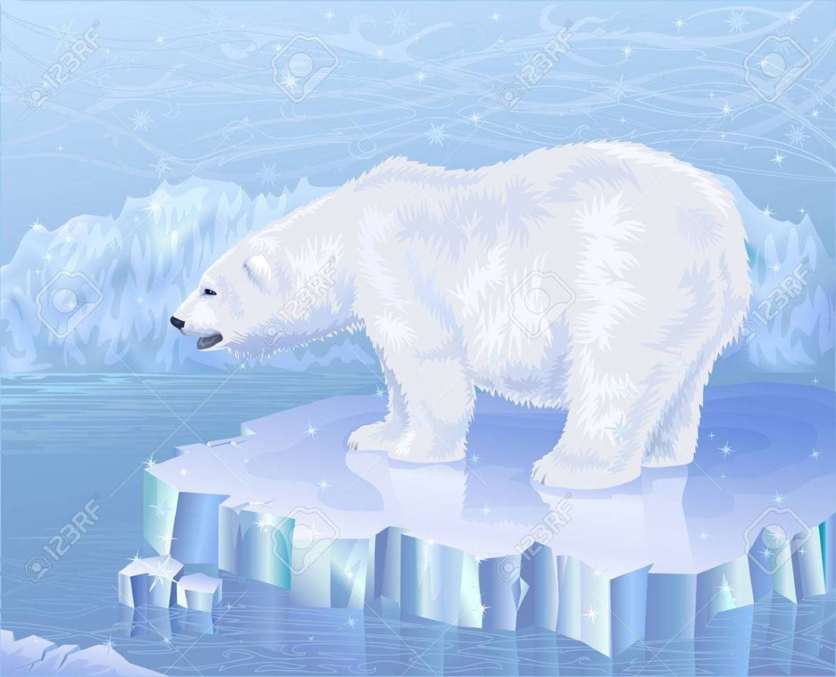 Белый медведь для детей на льдине #2