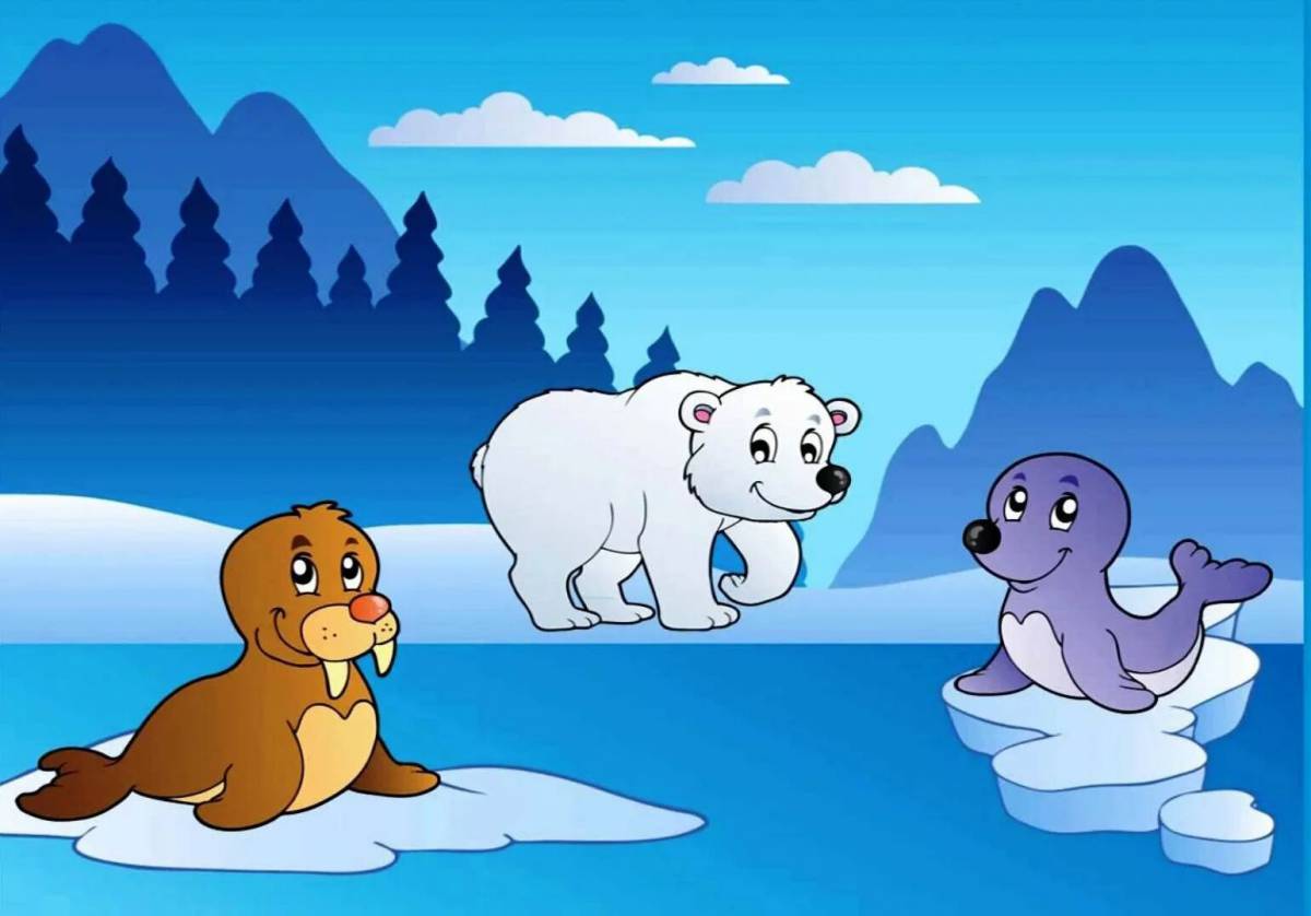 Белый медведь для детей на льдине #10