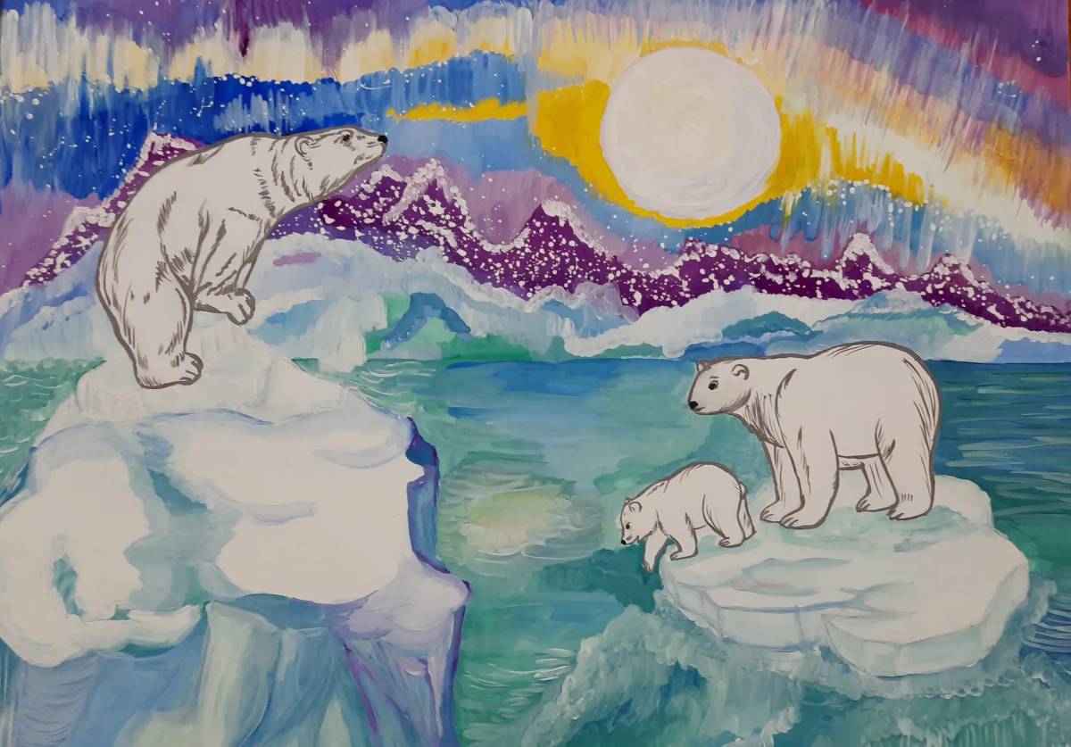 Белый медведь для детей на льдине #11