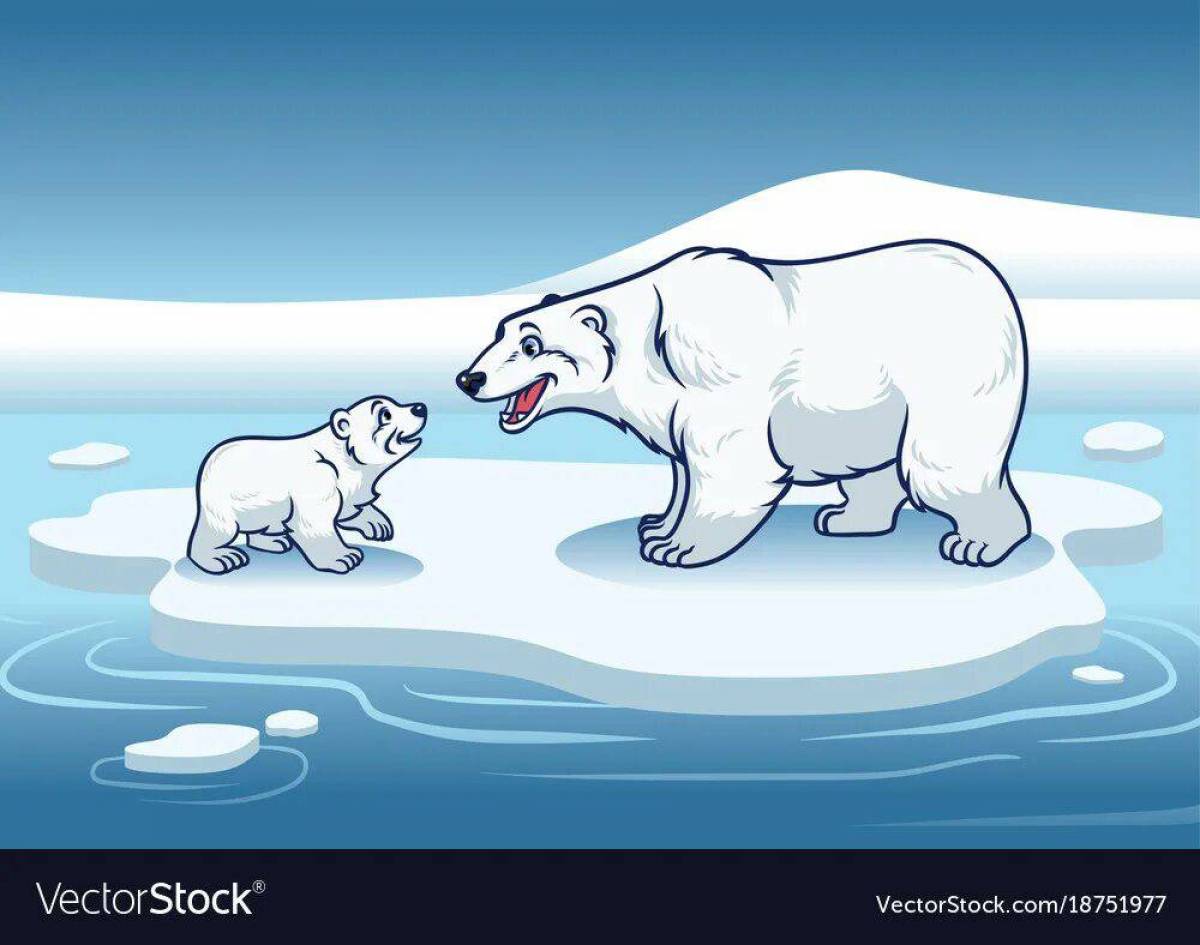 Белый медведь для детей на льдине #12