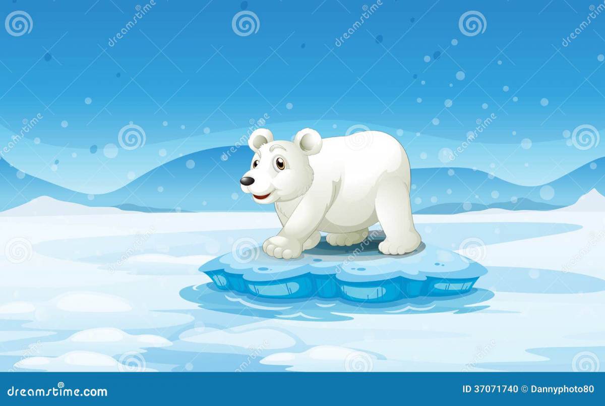 Белый медведь для детей на льдине #13