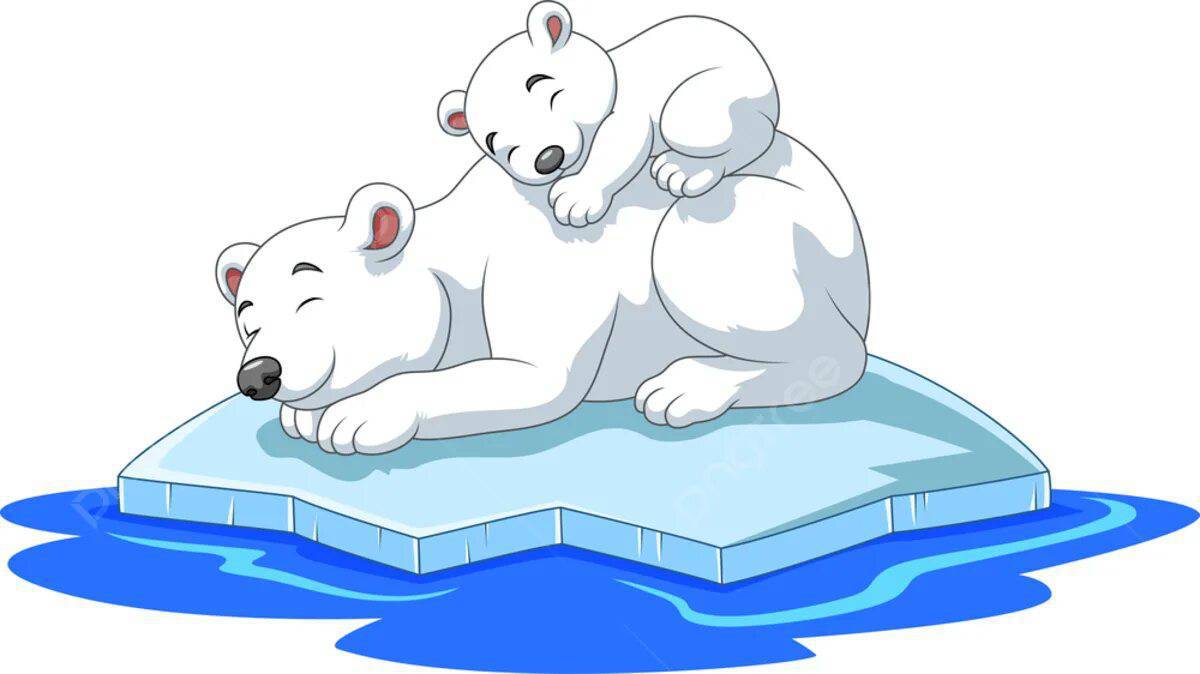Белый медведь для детей на льдине #15