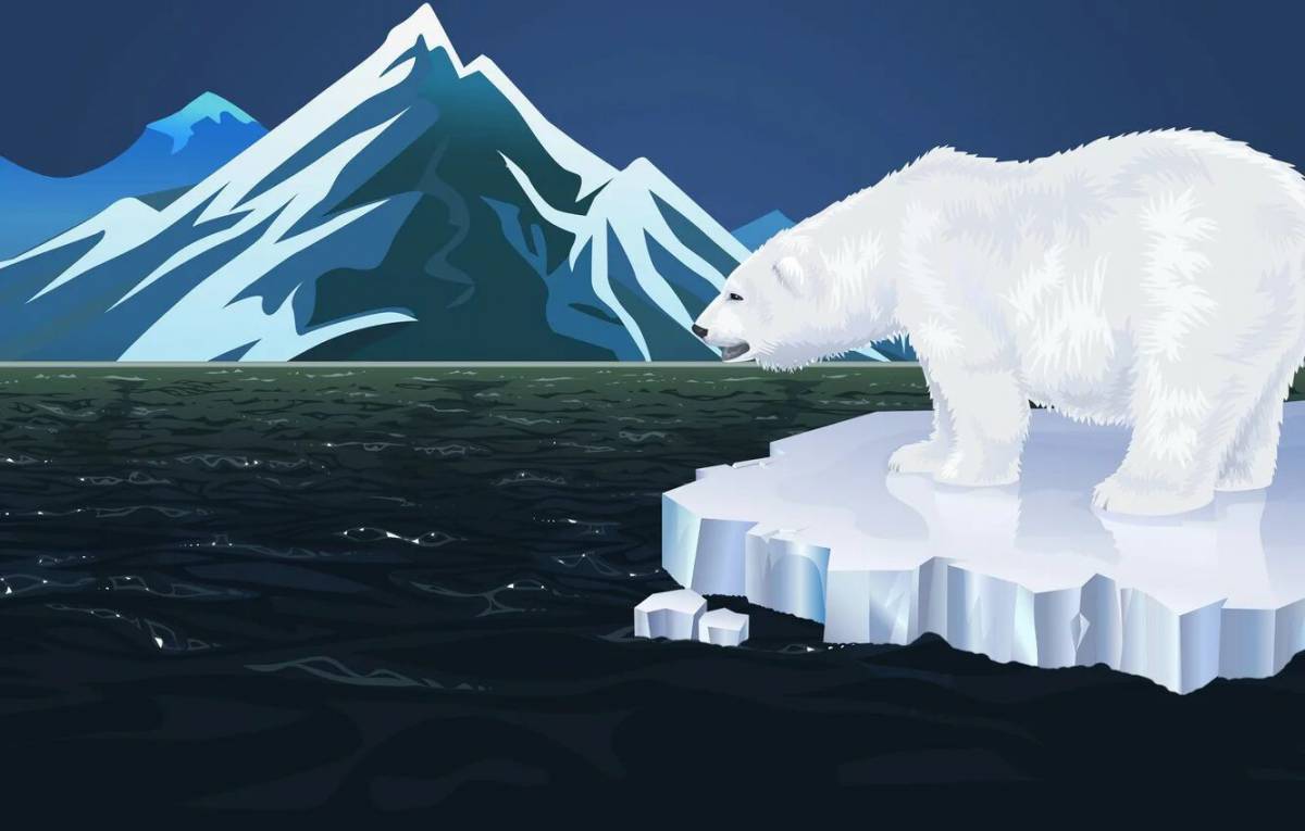 Белый медведь для детей на льдине #17