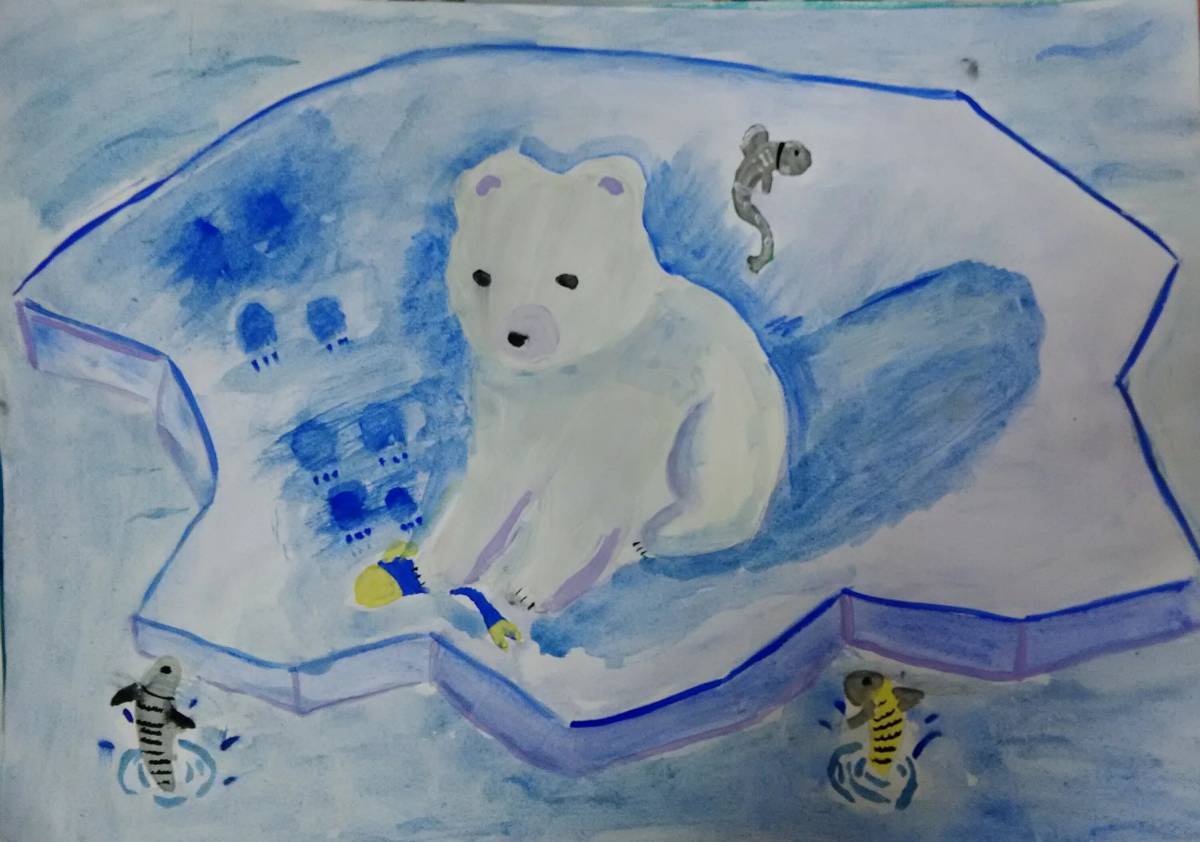 Белый медведь для детей на льдине #20