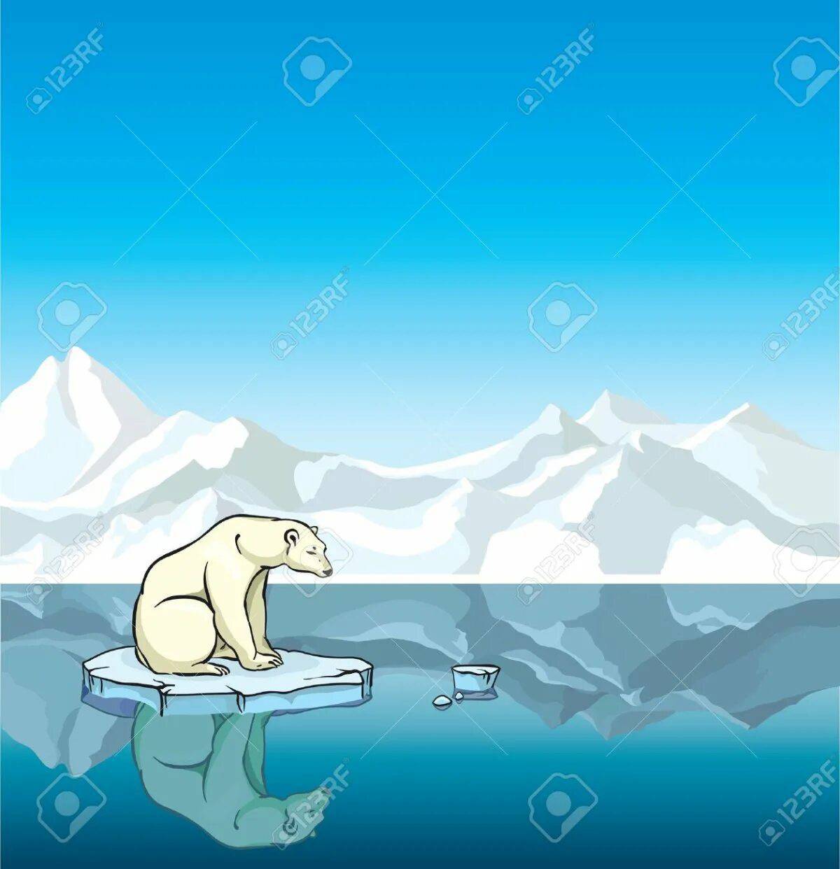 Белый медведь для детей на льдине #26