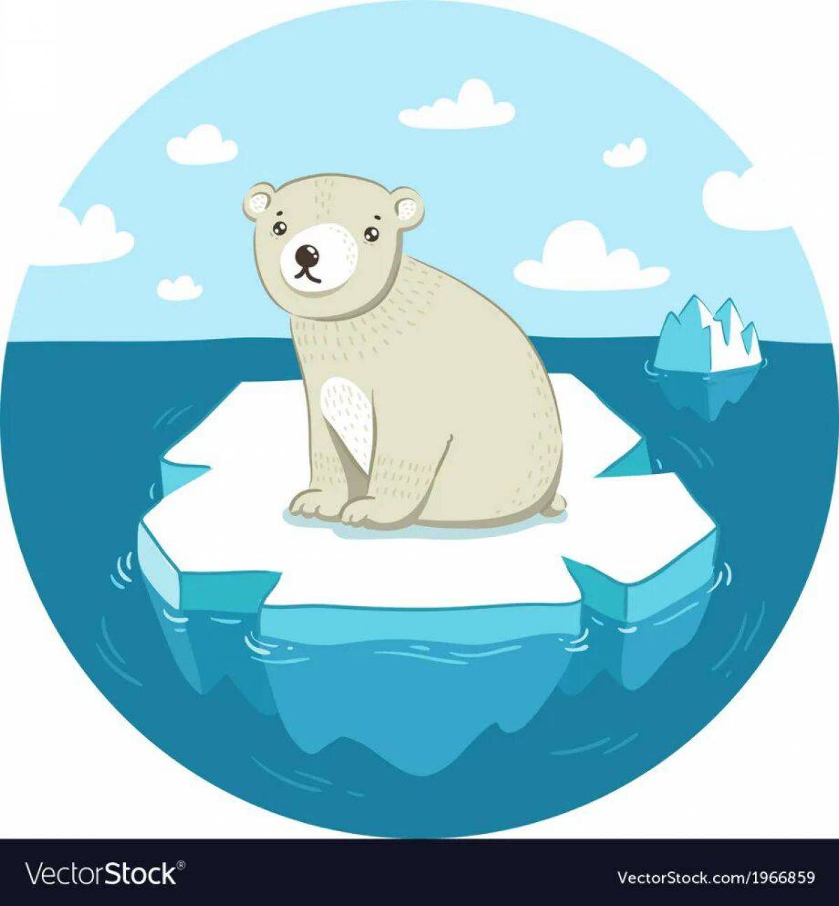 Белый медведь для детей на льдине #27