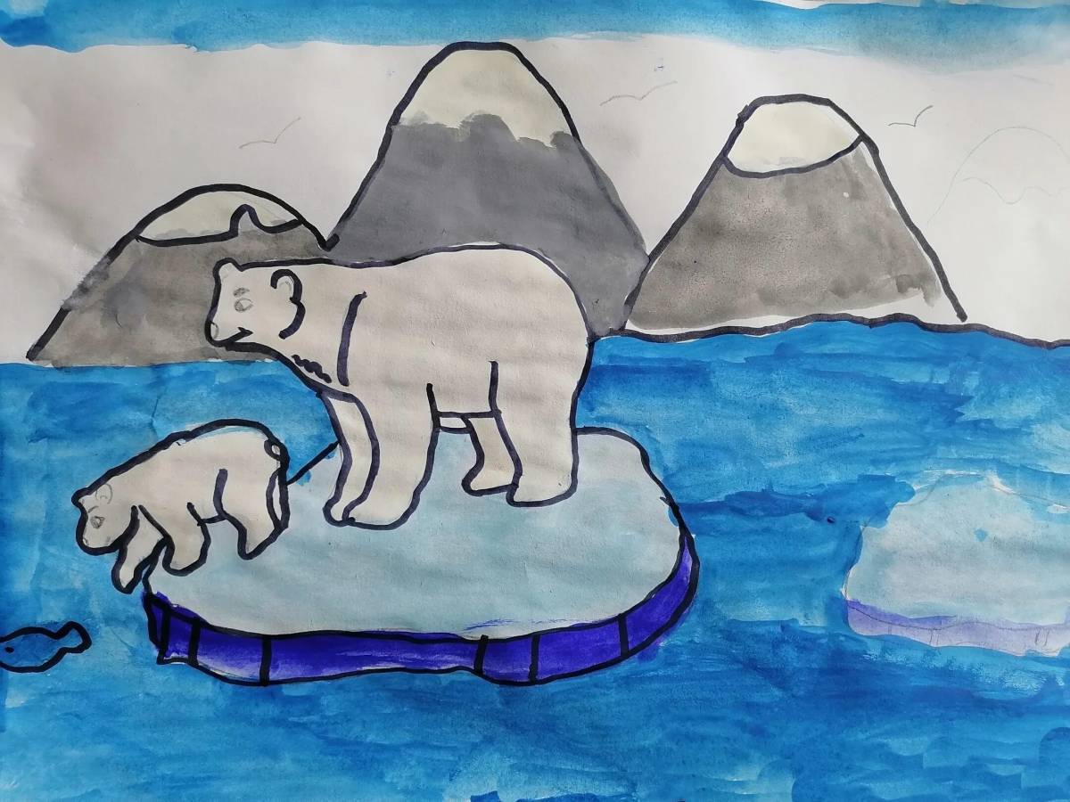 Белый медведь для детей на льдине #31