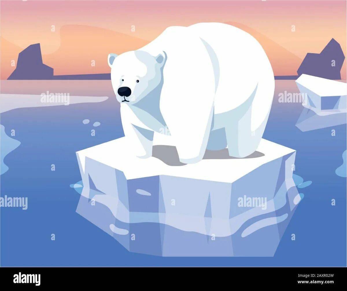Белый медведь для детей на льдине #33