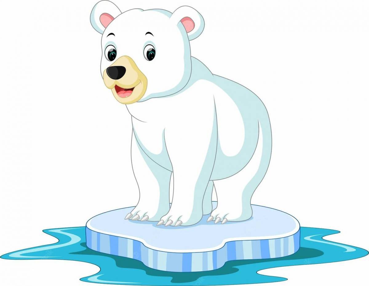 Белый медведь для детей на льдине #36