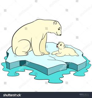 Раскраска белый медведь для детей на льдине #7 #215703