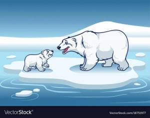 Раскраска белый медведь для детей на льдине #12 #215708