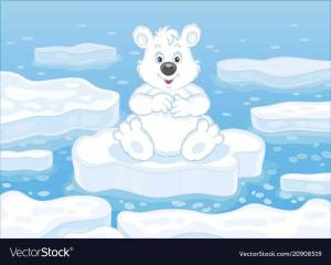 Раскраска белый медведь для детей на льдине #14 #215710