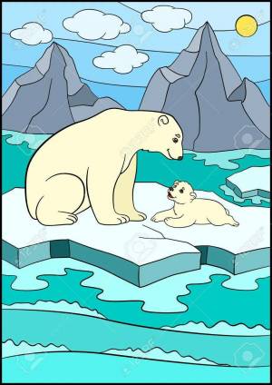 Раскраска белый медведь для детей на льдине #18 #215714