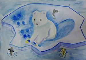 Раскраска белый медведь для детей на льдине #20 #215716