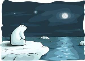 Раскраска белый медведь для детей на льдине #24 #215720