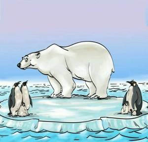 Раскраска белый медведь для детей на льдине #30 #215726