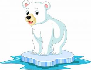 Раскраска белый медведь для детей на льдине #36 #215732
