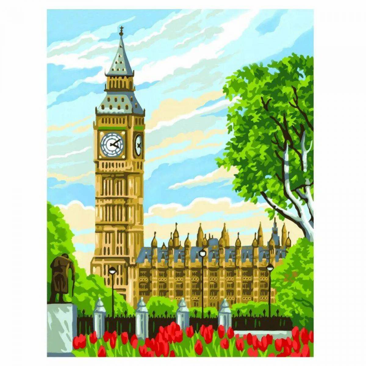 Рисунок биг. Башня Биг Бен в Лондоне мультяшный. Картина по номерам Биг Бен. Биг Бэн часы в Англии рисунок для детей. Big Ben рисунок.