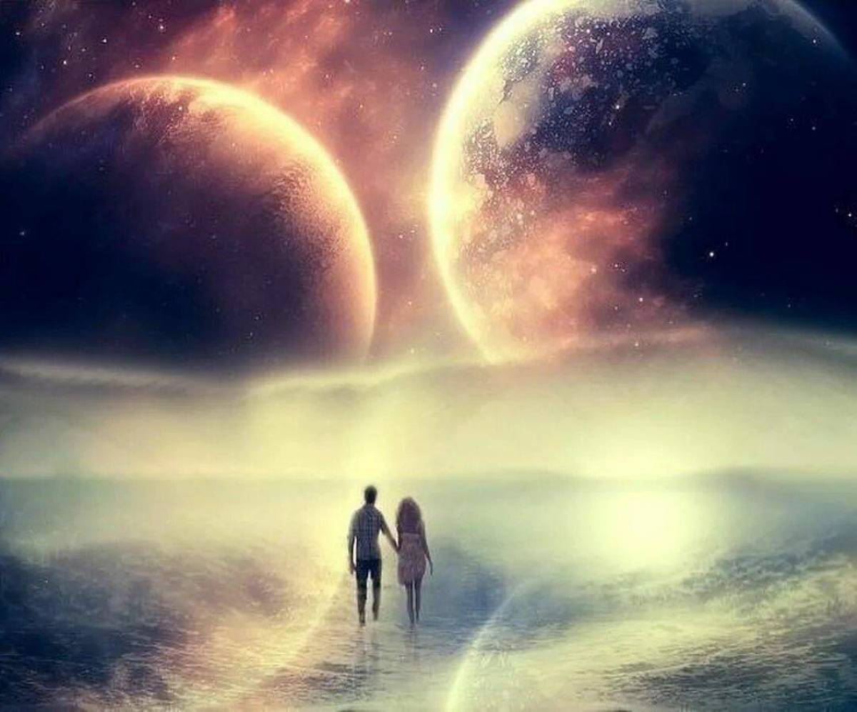 Одинаковая разная жизнь. Мужчина и женщина космос. Космос любовь. Душа в космосе. Влюбленные в космосе.