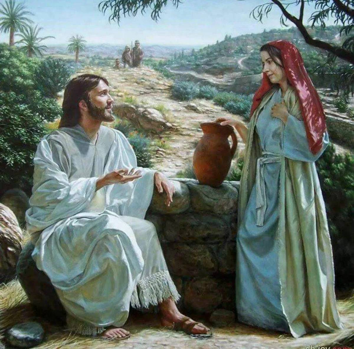 Главная мысль библейских сюжетов. Иисус Христос и самарянка у колодца. "Христос и самарянка" Верещагина. «Христос и самарянка» верищагие. Иисус Христос и самарянка у колодца картина.