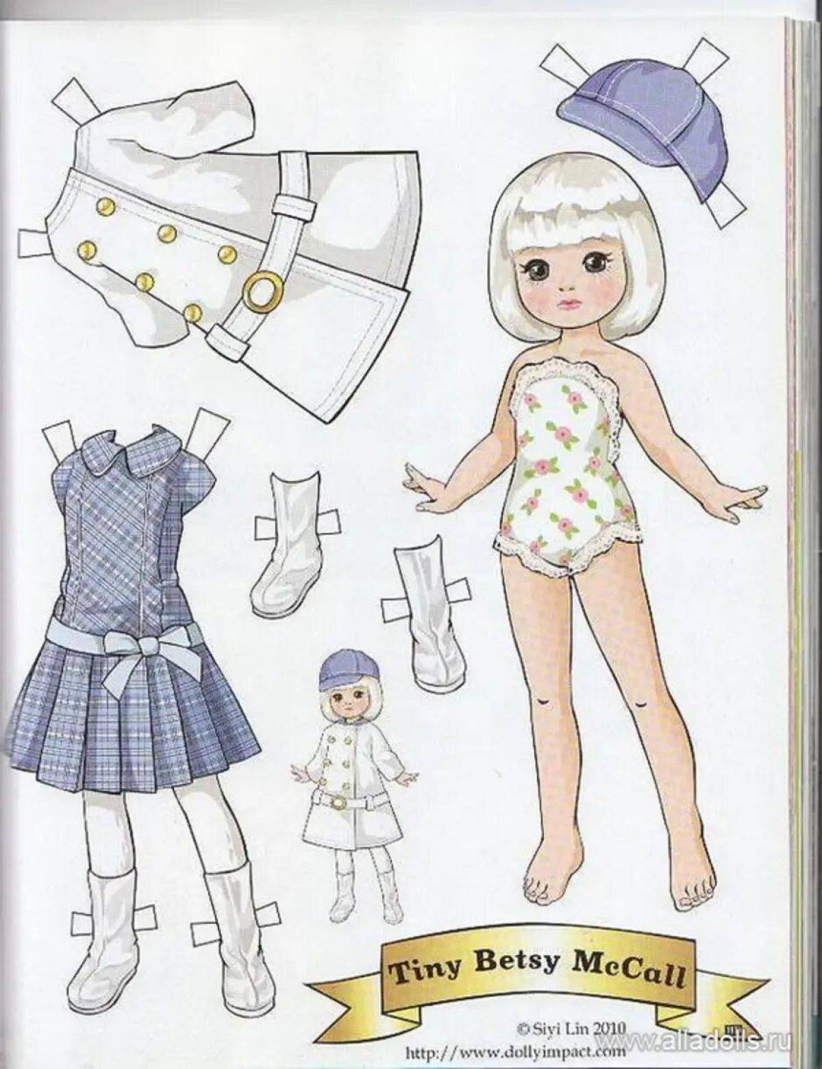 бумажная кукла с одеждой и мебелью