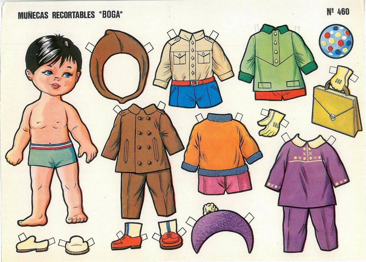 Бумажная кукла мальчик с одеждой для вырезания #11
