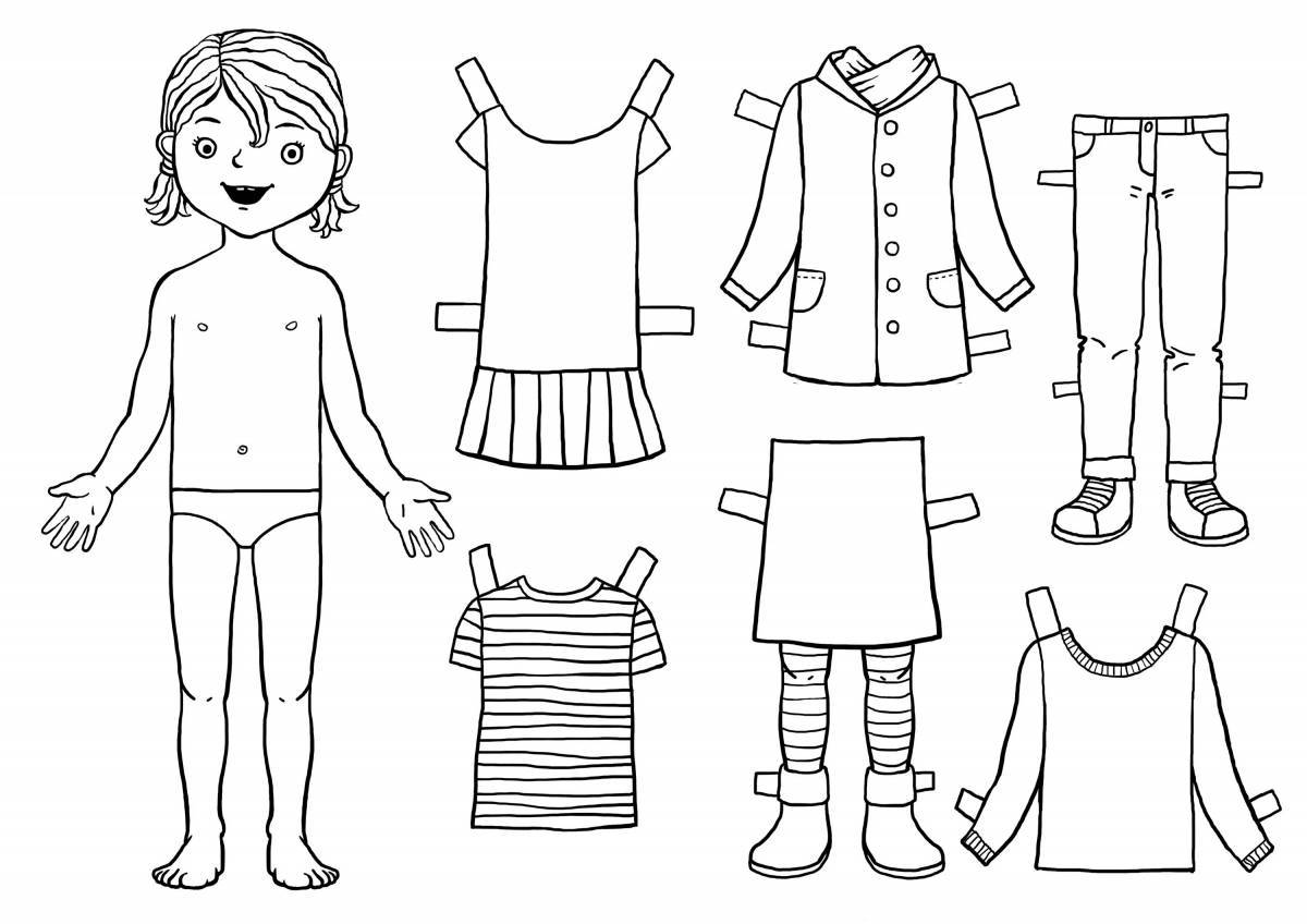 Бумажная кукла мальчик с одеждой для вырезания #22