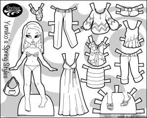 Раскраска бумажная кукла барби с одеждой для вырезания #9 #228067