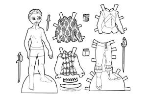 Раскраска бумажная кукла мальчик с одеждой для вырезания #23 #228118