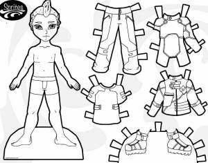 Раскраска бумажная кукла мальчик с одеждой для вырезания #28 #228123