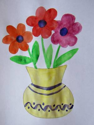Раскраска ваза с цветами для детей #23 #231218
