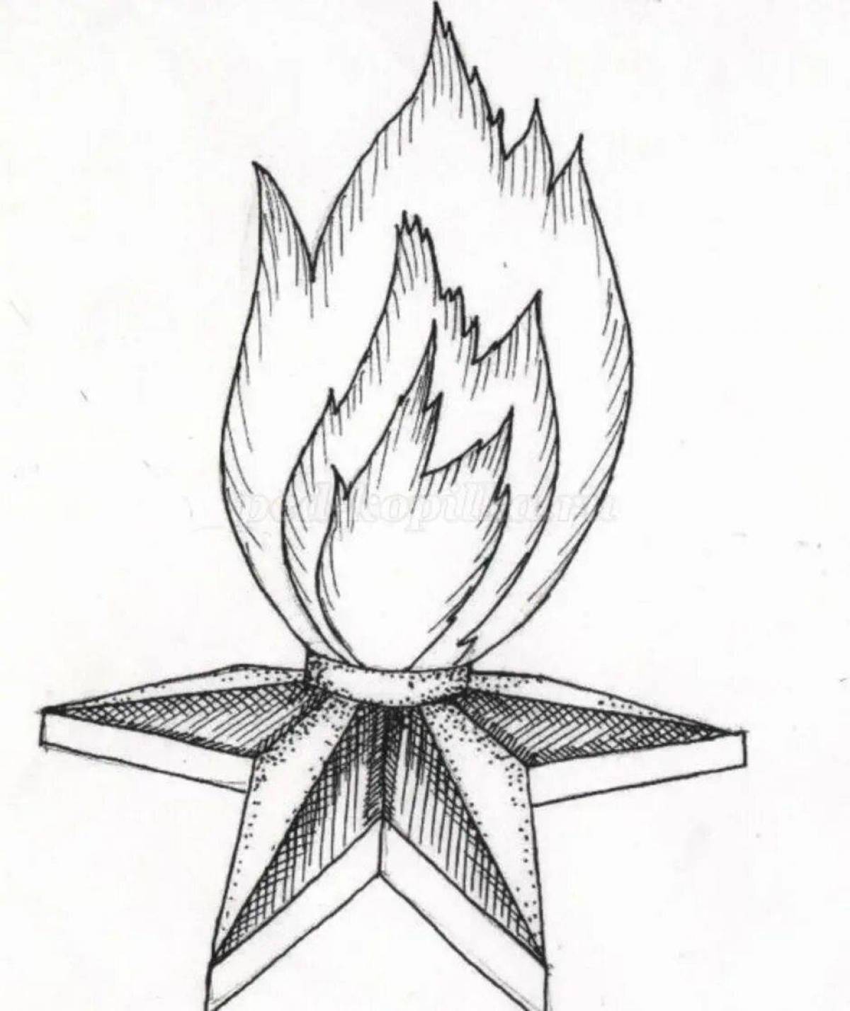 Рисунок вечного огня карандашом для срисовки. Вечный огонь для раскрашивания. Вечный огонь раскраска для детей. Вечный огонь эскиз. Вечный огонь раскраска к 9 мая.