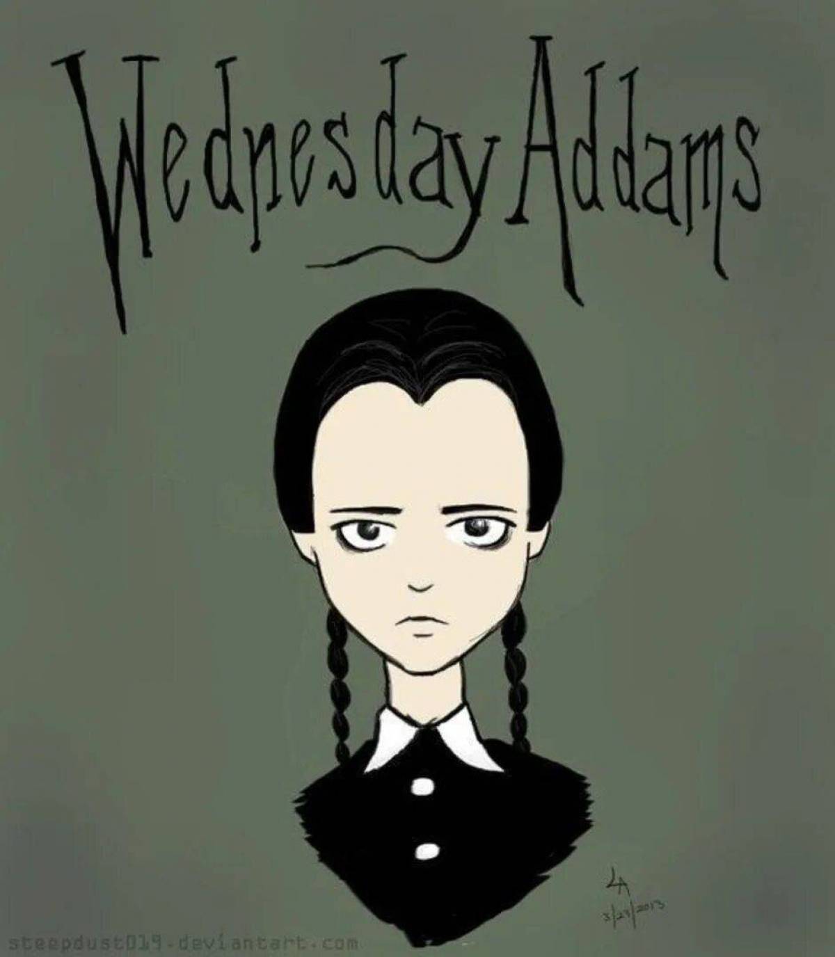 Как нарисовать wednesday адамс