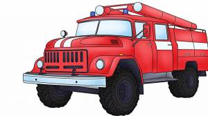 Раскраска пожарная машина для детей #1 #22695