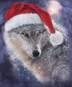 Раскраска волк новогодний #1 #240994