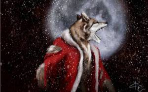 Раскраска волк новогодний #36 #241029