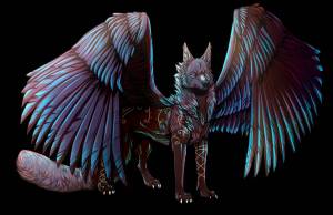 Раскраска волк с крыльями #2 #241145