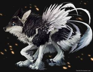 Раскраска волк с крыльями #18 #241161