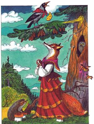 Раскраска ворона и лисица #3 #242573