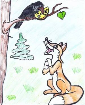 Раскраска ворона и лисица #6 #242576