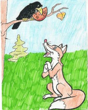 Раскраска ворона и лисица #21 #242591