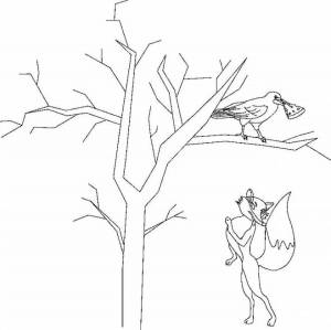 Раскраска ворона и лисица #22 #242592