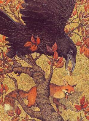 Раскраска ворона и лисица #24 #242594