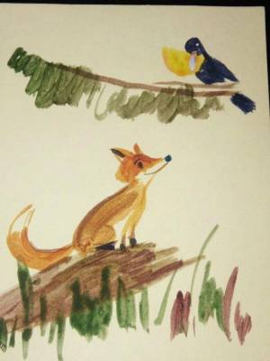 Раскраска ворона и лисица #25 #242595