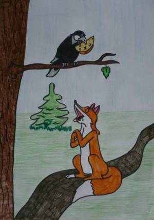 Раскраска ворона и лисица #28 #242598