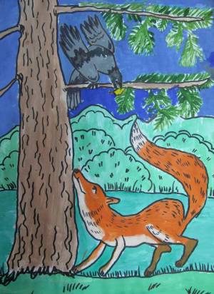 Раскраска ворона и лисица #31 #242601