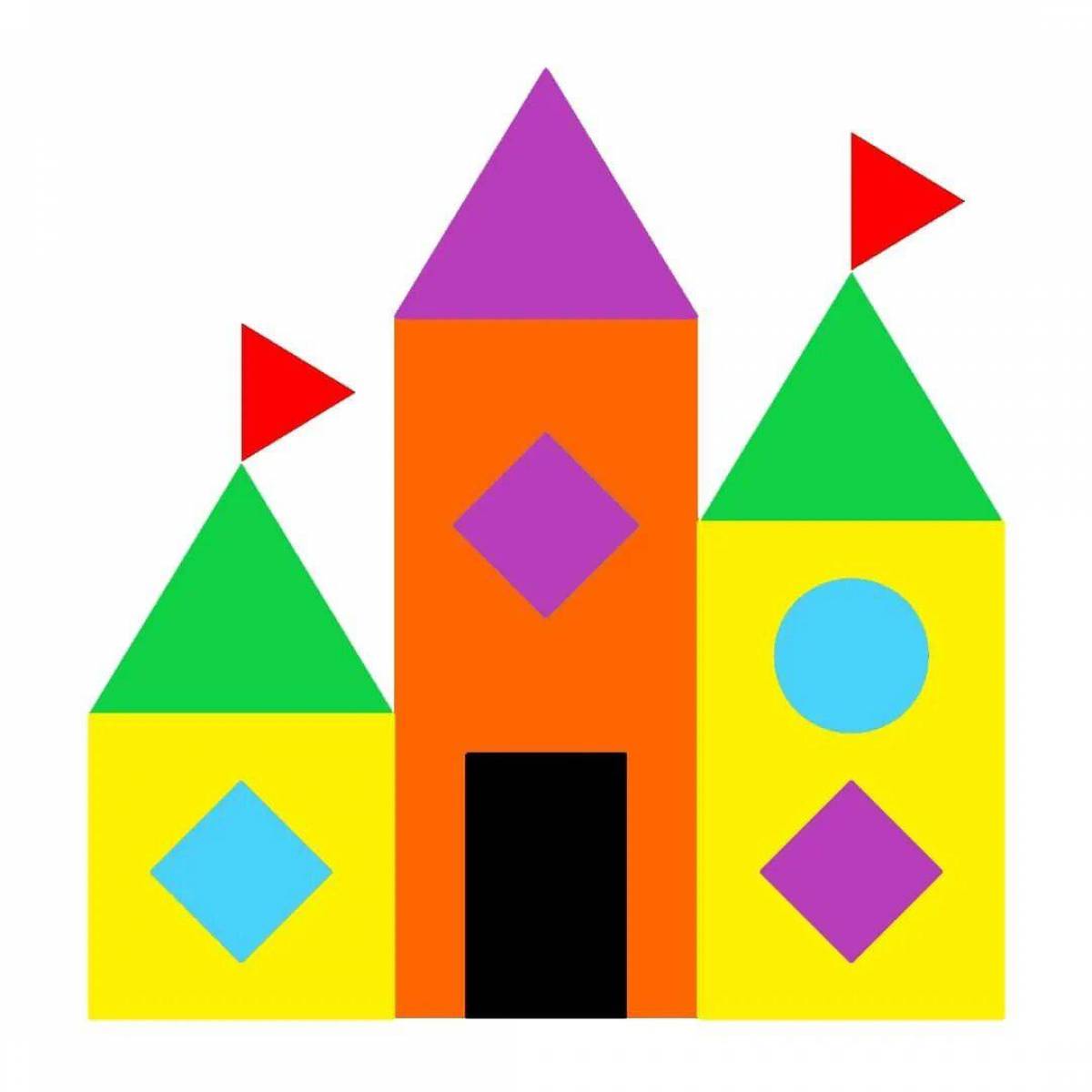 Аппликация цветной домик средняя группа. Аппликация из геометрических фигур. Фигуры из геометрических фигур. Апликацияиз геометрических фигур. Аппликация из геометрических фигур для детей.
