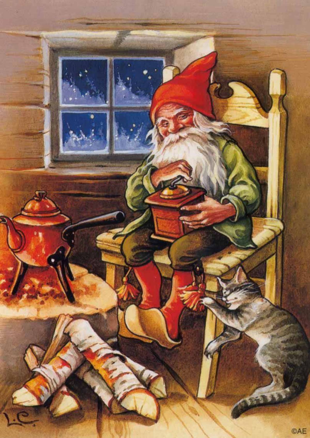 Норвегия ниссе маленькие домовые. Домовой и новый год. Домовой и новый год. Домовой картина. Художник ларс карлссон.